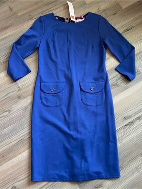 Jude Connally “Sabine” Royal Blue 3/4-Sleeve Shift Dress Size XS NWT